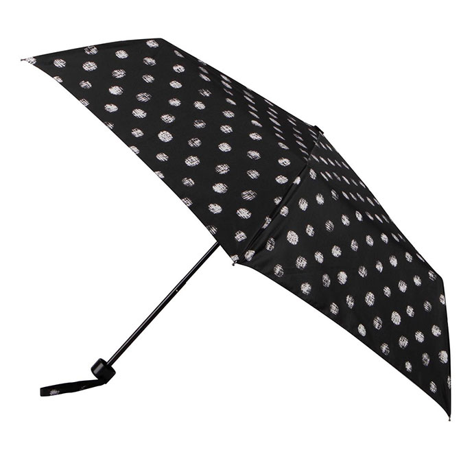 totes ECO-BRELLA® Supermini B&W Stitched Dots Umbrella (3 Section) Extra Image 1
